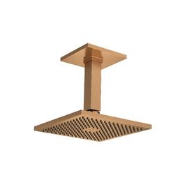 Chuveiro com Tubo de Teto Quadrado Gold Matte