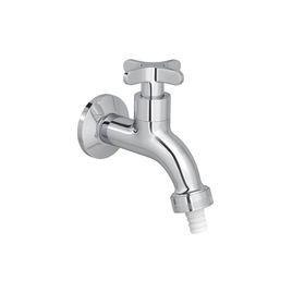 Torneira de Parede para Jardim e Tanque com Adaptador de Mangueira Flex Cromado
