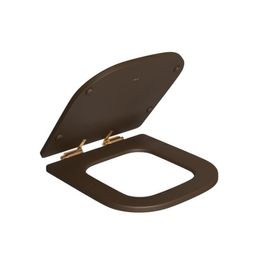 Assento Poliéster Slow Close Piano Marrom Fosco / Gold Matte