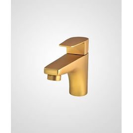 Misturador Monocomando para  Lavatório de Mesa Bica Baixa Led Dourado Fosco