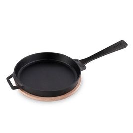 Panela de Ferro Fundido com Apoio de Madeira