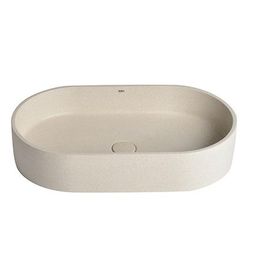 Cuba de Apoio Oval Geostone Off White Terrazzo