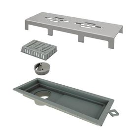 Ralo Linear Tiny Base PVC Tampa Inox Escovado Vazado 25 cm