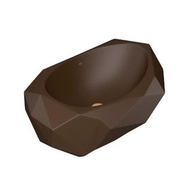 Cuba de Apoio Oval Facetada Marrom Fosco