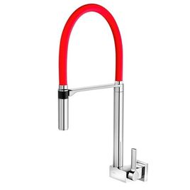 Torneira para Cozinha de Parede Bica Alta Doc Cromado e Vermelho