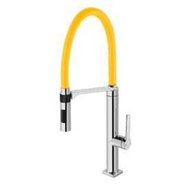 Misturador Monocomando para Cozinha de Mesa Doc Cromado e Amarelo