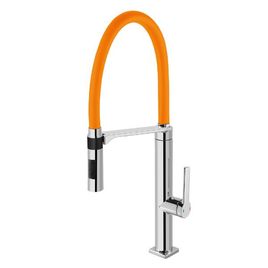 Misturador Monocomando para Cozinha de Mesa Doc Cromado e Laranja