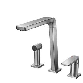 Misturador Monocomando para Cozinha de Mesa com Ducha Manual Bistrô Grafite Escovado