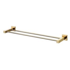 Porta Toalha com Barra Dupla 60cm Square Ouro Polido