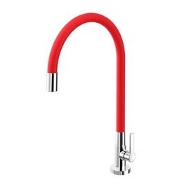 Torneira para Cozinha de Mesa Bica Alta Galiflex Cromado e Vermelho