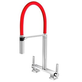 Misturador para Cozinha de Mesa Bica Alta Doc Cromado e Vermelho