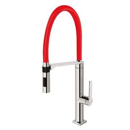 Misturador Monocomando para Cozinha de Mesa Doc Cromado e Vermelho