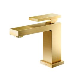 Torneira para Lavatório de Mesa Bica Baixa New Edge Ouro Escovado