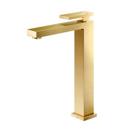 Misturador Monocomando para Lavatório de Mesa Bica Alta New Edge Ouro Escovado