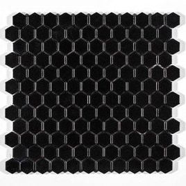 Pastilha de Porcelana Hexagonal 2,5X2,5 Preto Acetinado - M4337 (Caixa 1,43M²)