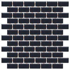 Pastilha de Porcelana 2,5x5 Preto Acetinado J/Amarrada - M4337 (Caixa 1,28M²)